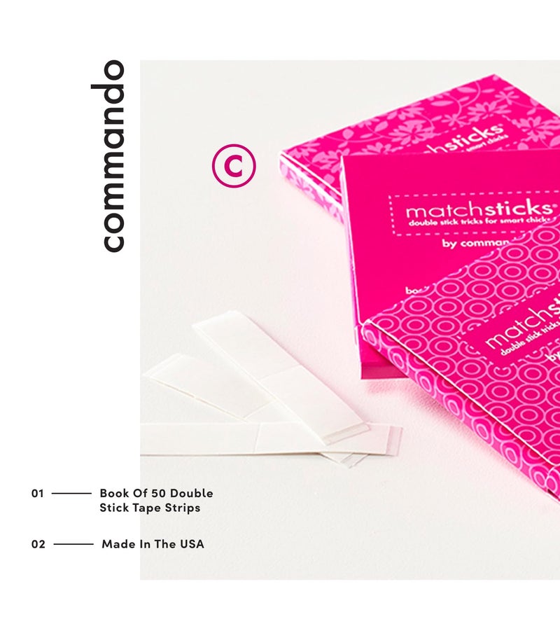 Commando Matchsticks | Clear Double-Sided Fashion Tape Strips | Pack of 50 | Medical-Grade Adhesive | Outfit Styling Gadget - Image 2